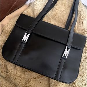 MOSCHINO rhinestones & leather shoulder bag